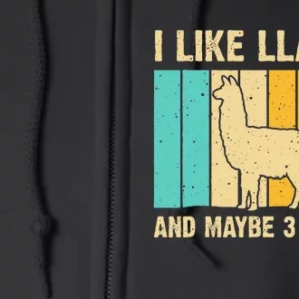 Funny Llama Design For Kids Men Women Alpaca Lover Farming Full Zip Hoodie