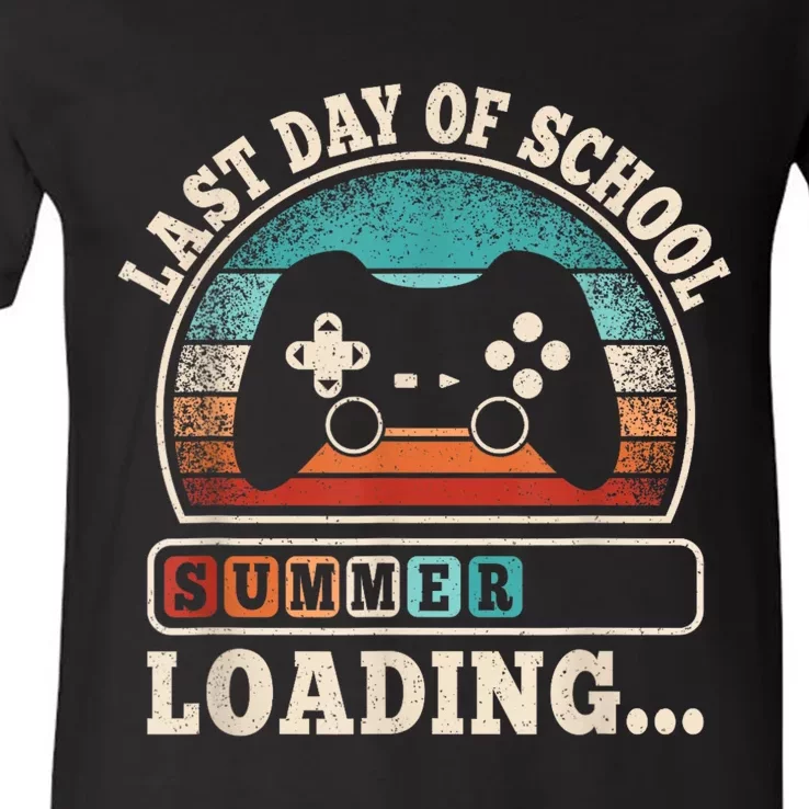 Funny Last Day Of School Gaming Teacher Student Boy V-Neck T-Shirt