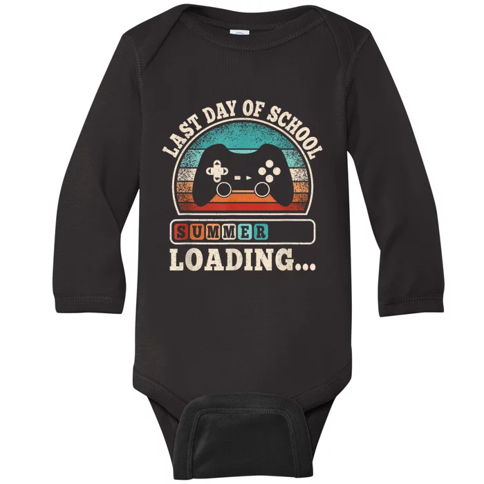 Funny Last Day Of School Gaming Teacher Student Boy Baby Long Sleeve Bodysuit