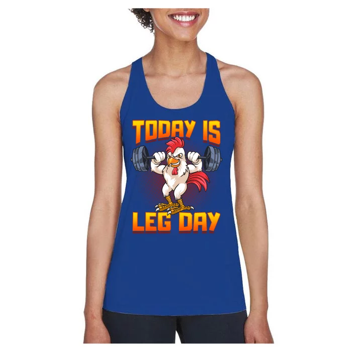 Funny Leg Day Chicken Legs Squats Gym Gift Women's Racerback Tank