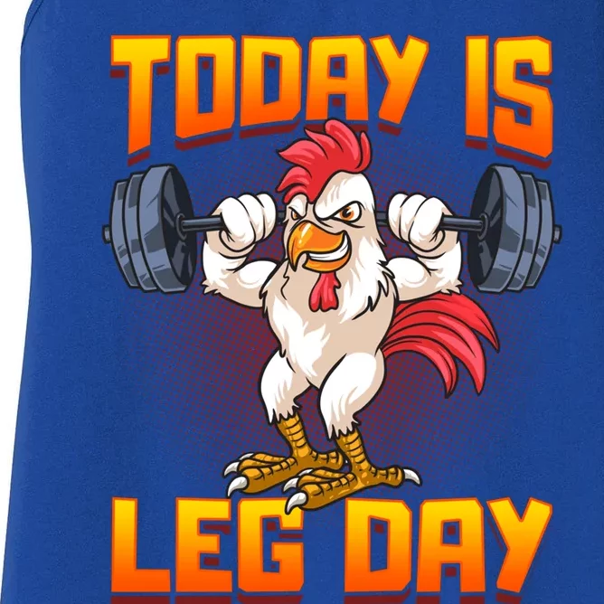 Funny Leg Day Chicken Legs Squats Gym Gift Women's Racerback Tank