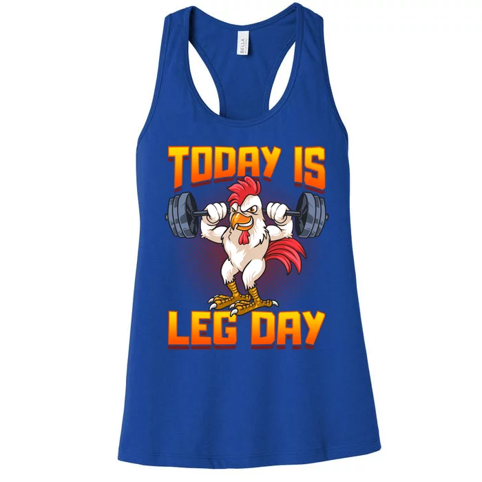 Funny Leg Day Chicken Legs Squats Gym Gift Women's Racerback Tank