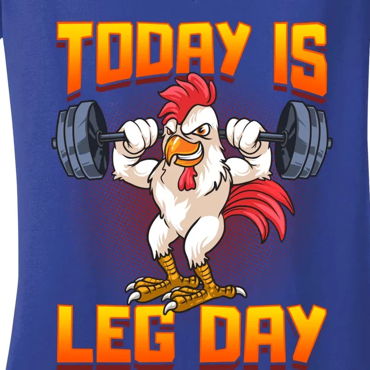 Funny Leg Day Chicken Legs Squats Gym Gift Women's V-Neck T-Shirt