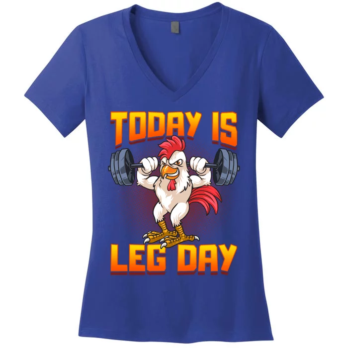 Funny Leg Day Chicken Legs Squats Gym Gift Women's V-Neck T-Shirt