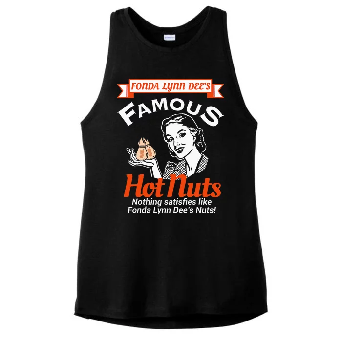 Fonda Lynn Dees Nuts Satisfies Funny Adult Humor Short Sleeve Ladies Tri-Blend Wicking Tank