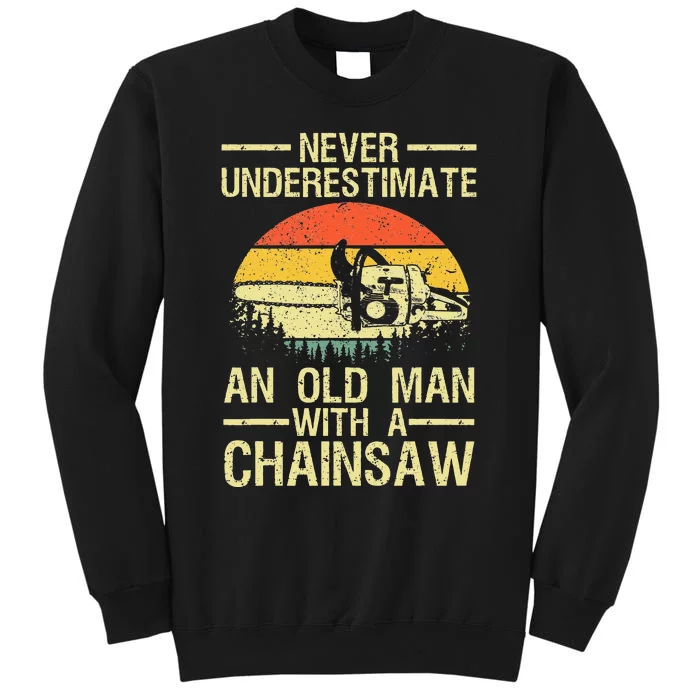 Funny Lumberjack Design For Men Dad Logger Arborist Chainsaw Tall Sweatshirt