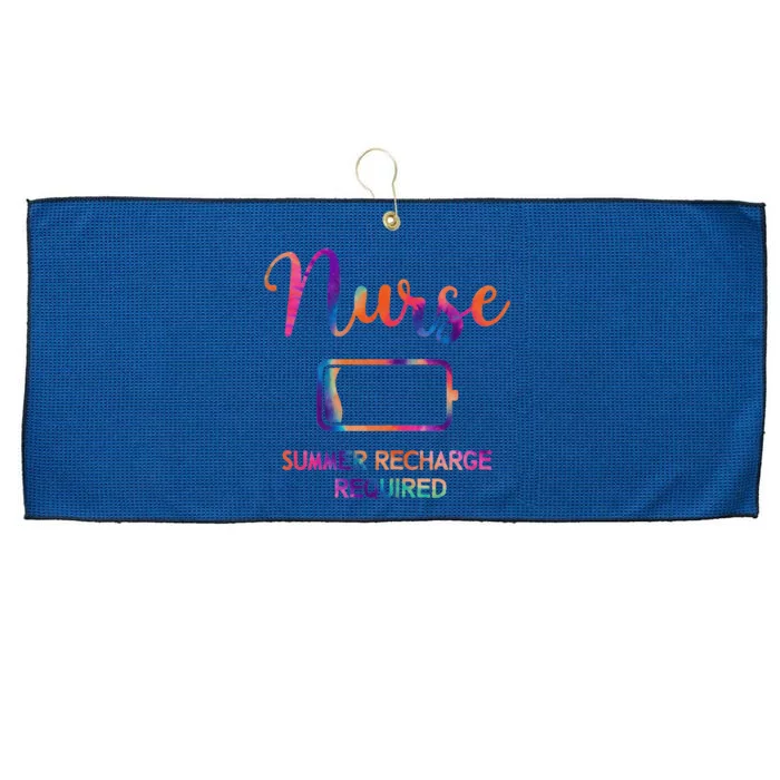 Funny Last Day Nurse Student Nurse Summer Recharge Required Large Microfiber Waffle Golf Towel