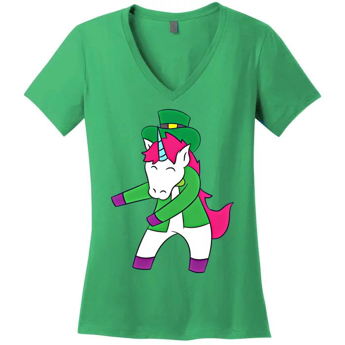 Flossing Leprechaun Design Irish Unicorn Gift Women's V-Neck T-Shirt