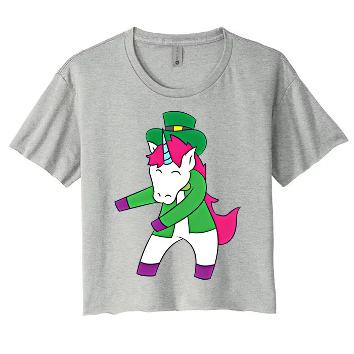 Flossing Leprechaun Design Irish Unicorn Gift Women's Crop Top Tee