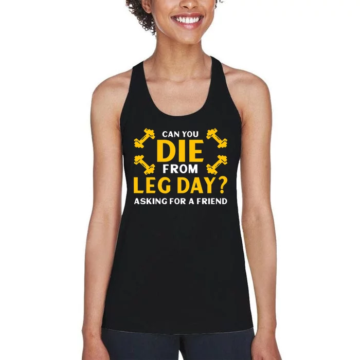 Funny Leg Day Workout Gym Women's Racerback Tank