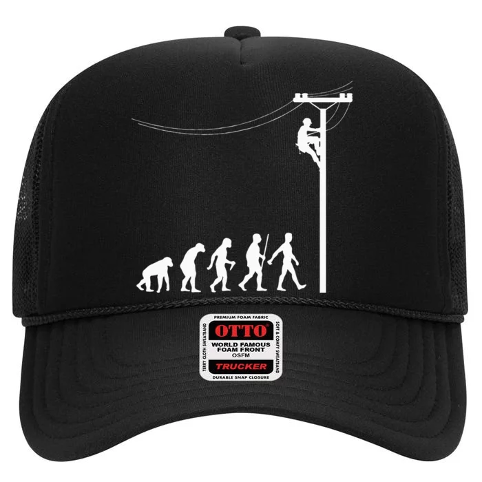 Funny Lineman Designs For Men Women Electrician Engineers High Crown Mesh Trucker Hat