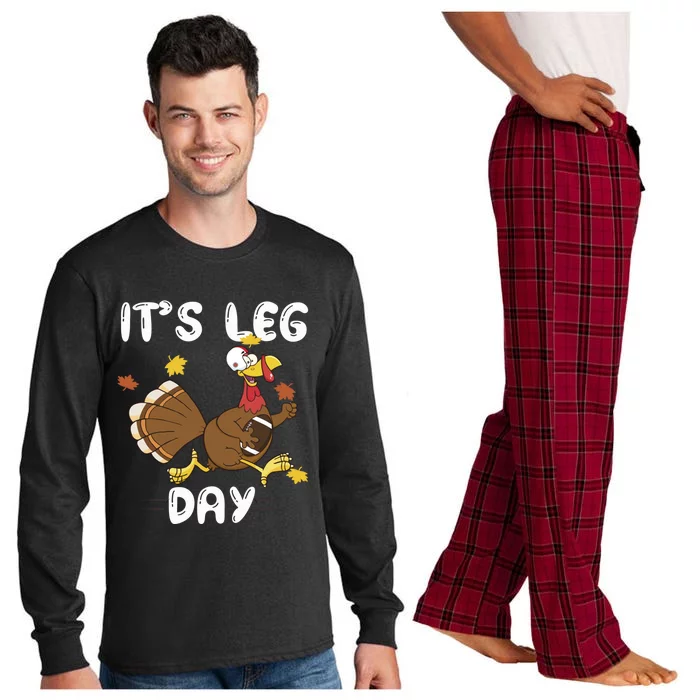 Fun Leg Day Pilgrim Thanksgiving Cotume Football Turkey Run Gift Long Sleeve Pajama Set