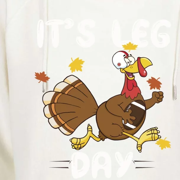 Fun Leg Day Pilgrim Thanksgiving Cotume Football Turkey Run Gift Womens Funnel Neck Pullover Hood