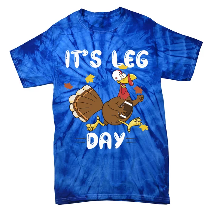 Fun Leg Day Pilgrim Thanksgiving Cotume Football Turkey Run Gift Tie-Dye T-Shirt