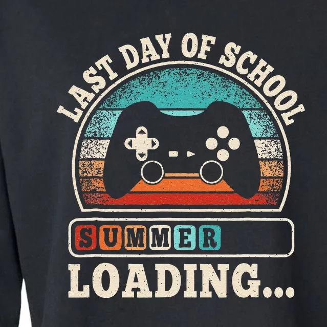 Funny Last Day Of School Gaming Teacher Student Cropped Pullover Crew