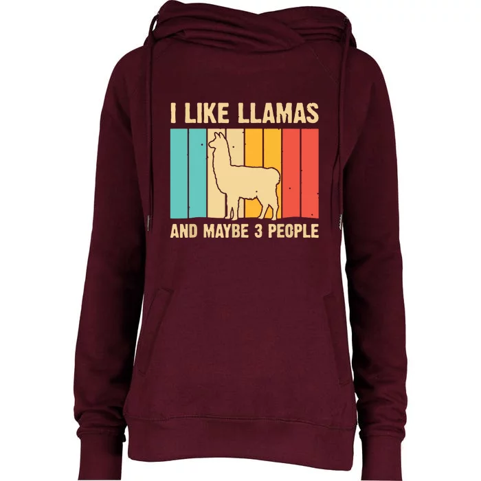 Funny Llama Design For Alpaca Lover Farming Womens Funnel Neck Pullover Hood