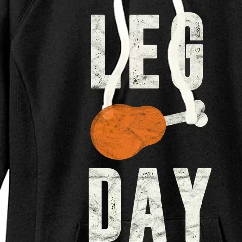 Fun Leg Day Thanksgiving Funny Gift Pilgrim Costume Turkey Day Gift Women's Fleece Hoodie