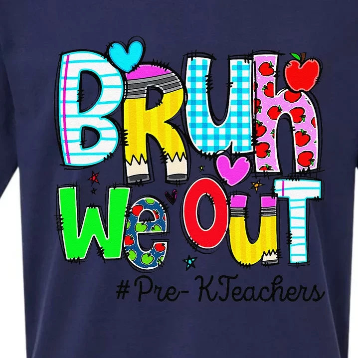 Funny Last Day Of School Bruh We Out Prek Teachers Sueded Cloud Jersey T-Shirt