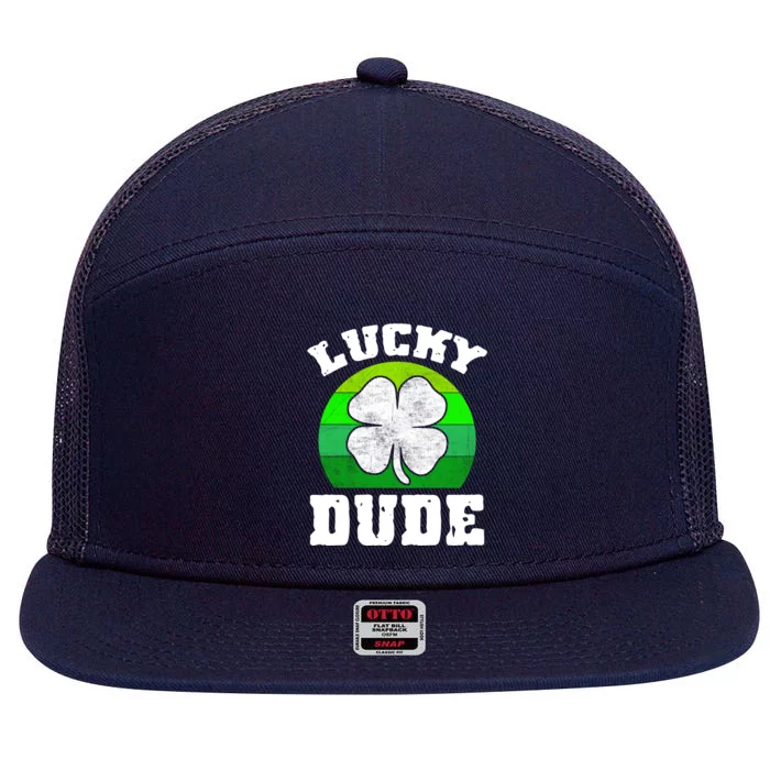 Funny Lucky Dude Irish St Patrick’s Day Clover And Gift 7 Panel Mesh Trucker Snapback Hat