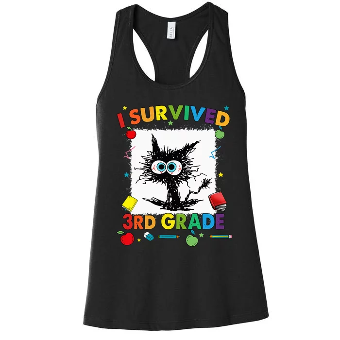 Funny Last Day Of Third 3rd Grade I Survived Third 3rd Grade Women's Racerback Tank