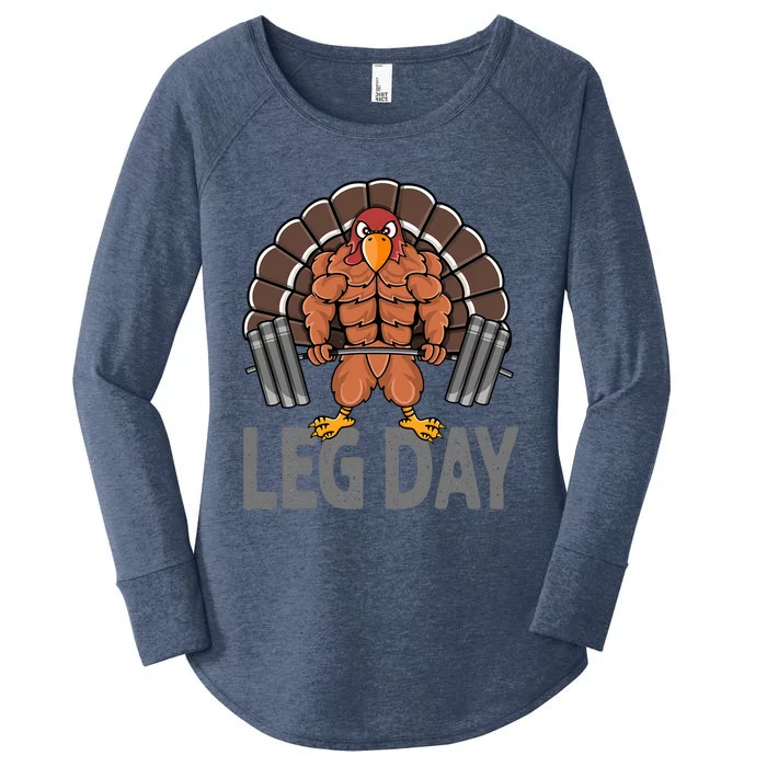 Funny Leg Day Thanksgiving Turkey Deadlifting Deadlift Women's Perfect Tri Tunic Long Sleeve Shirt