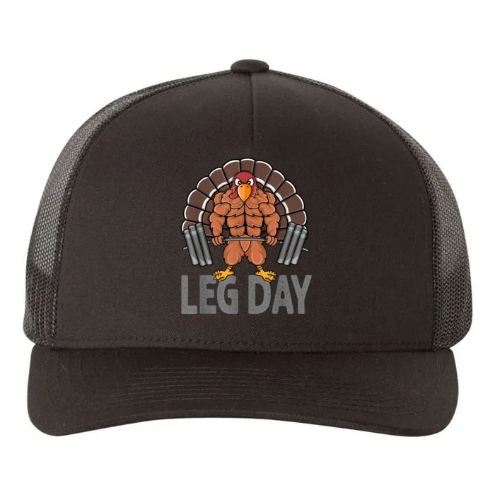 Funny Leg Day Thanksgiving Turkey Deadlifting Deadlift Yupoong Adult 5-Panel Trucker Hat