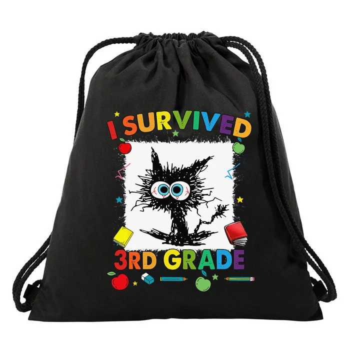 Funny Last Day Of Third 3rd Grade I Survived Third 3rd Grade Drawstring Bag