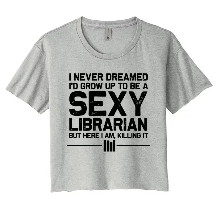 Funny Librarian Design For Men Women Sexy Librarian Costumes Women's Crop Top Tee