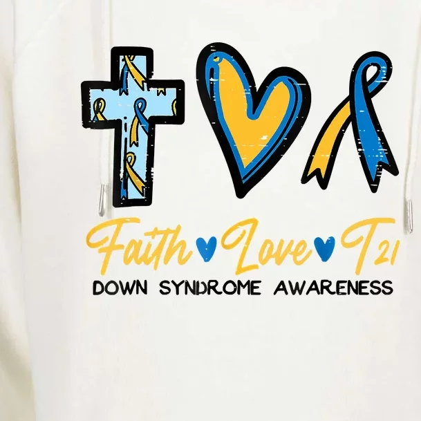 Faith Love Down Syndrome Awareness Christian Womens Funnel Neck Pullover Hood