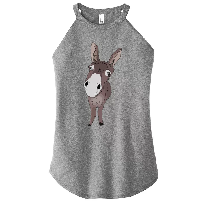 Funny Looking Donkey Gift Idea For Cute Donkeys Horses Women’s Perfect Tri Rocker Tank