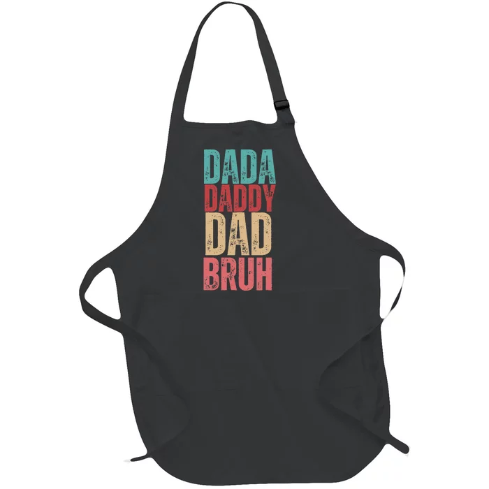 Funny Lovely Dad Trio Quote Stylish Fatherly Vibes Dada Dad Full-Length Apron With Pocket