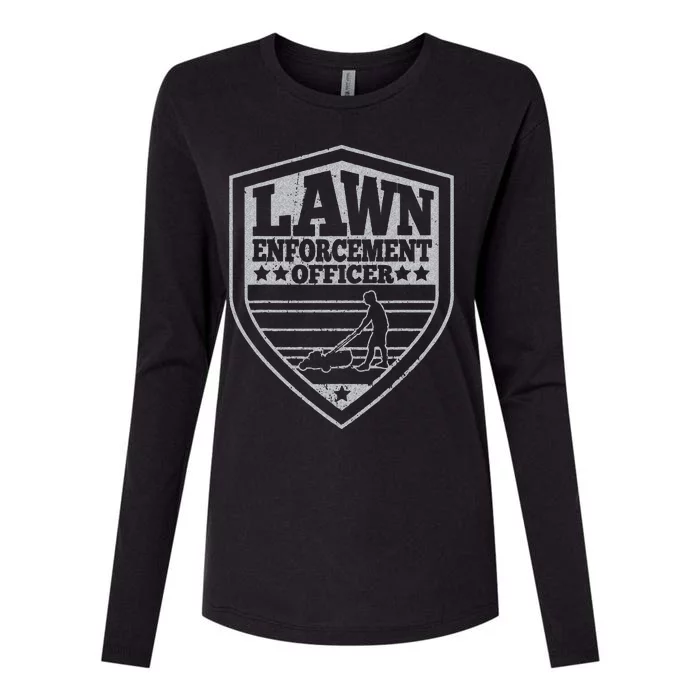 Funny Lawn Enforcement Officer Dad Lawn Mowing Womens Cotton Relaxed Long Sleeve T-Shirt