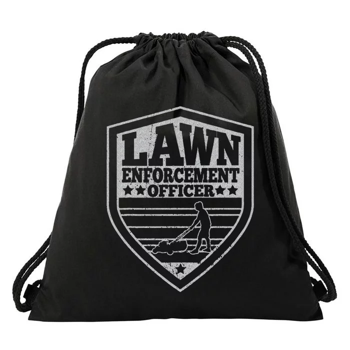 Funny Lawn Enforcement Officer Dad Lawn Mowing Drawstring Bag