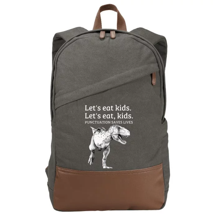 Funny Lets Eat Punctuation Saves Lives Grammar Cotton Canvas Backpack