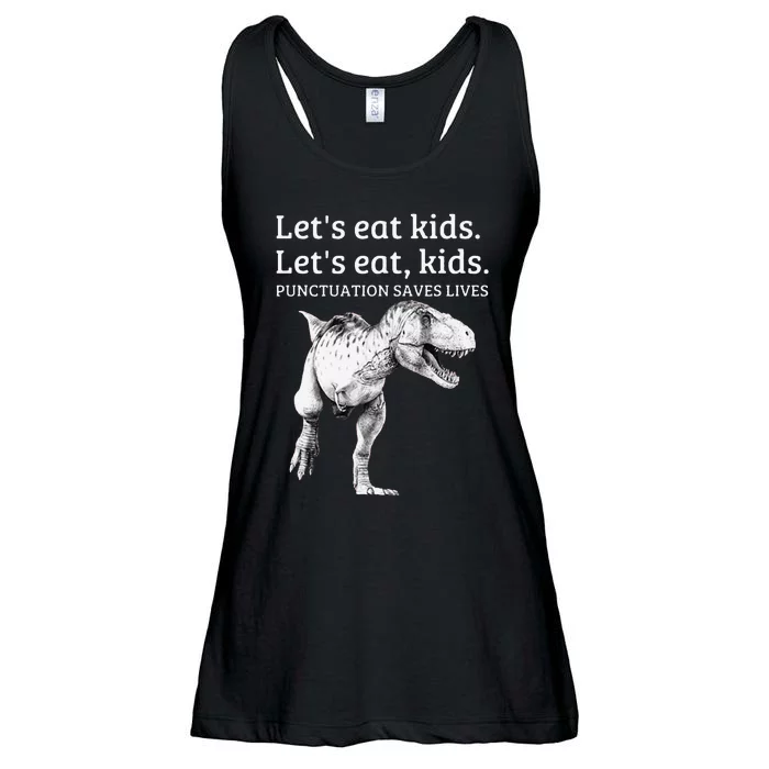 Funny LetS Eat Punctuation Saves Lives Grammar Ladies Essential Flowy Tank