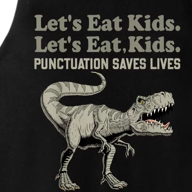 Funny Lets Eat Kids Punctuation Saves Lives Grammar Ladies Tri-Blend Wicking Tank