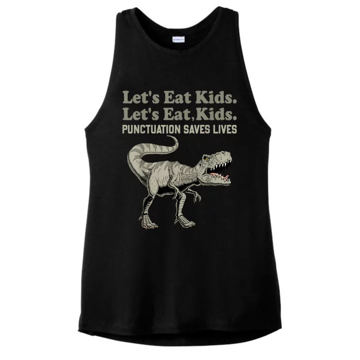 Funny Lets Eat Kids Punctuation Saves Lives Grammar Ladies Tri-Blend Wicking Tank