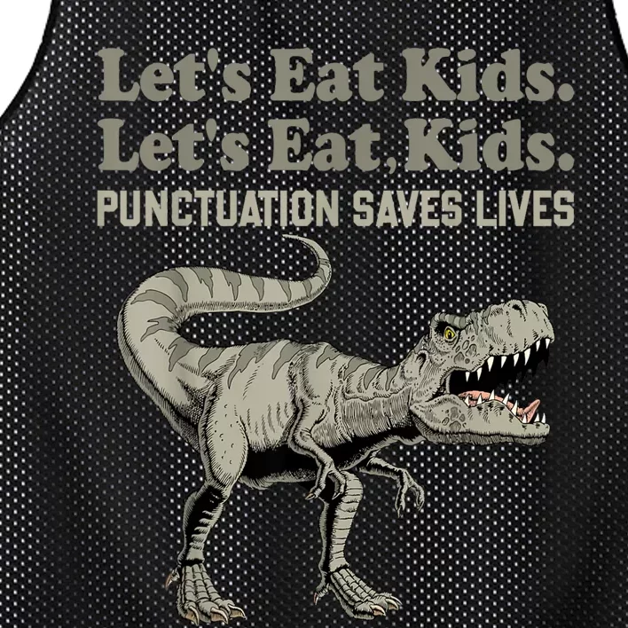 Funny Lets Eat Kids Punctuation Saves Lives Grammar Mesh Reversible Basketball Jersey Tank