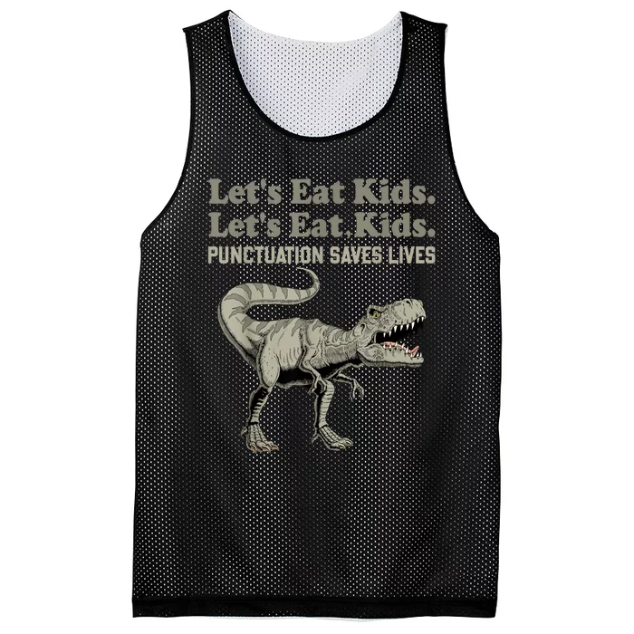 Funny Lets Eat Kids Punctuation Saves Lives Grammar Mesh Reversible Basketball Jersey Tank