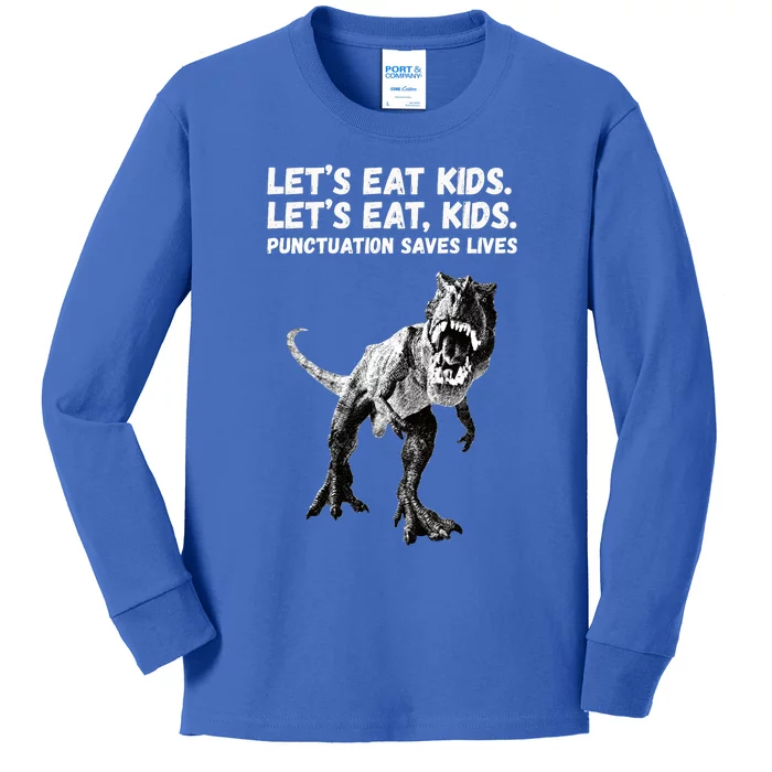 Funny Lets Eat Punctuation Saves Lives Grammar Kids Long Sleeve Shirt