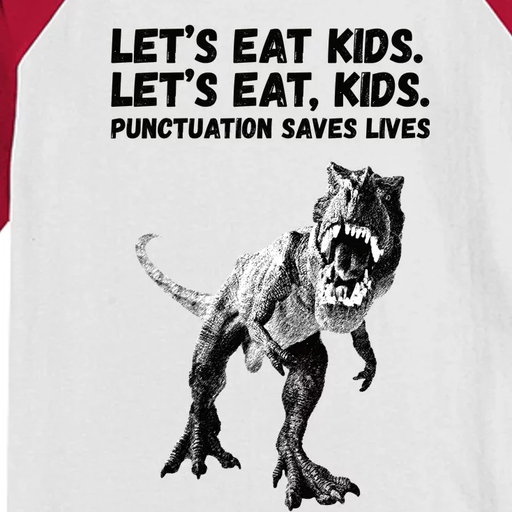 Funny Lets Eat Punctuation Saves Lives Grammar Kids Colorblock Raglan Jersey