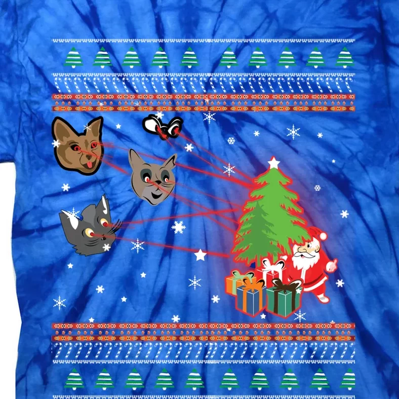 Funny Laser Eyes Cat Ugly Christmas Lights Sweater Jumper Gift Tie-Dye T-Shirt