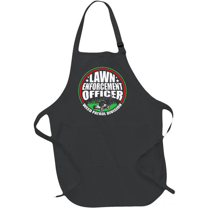 Funny Lawn Enforcement Officer Dad Lawn Mowing Full-Length Apron With Pocket