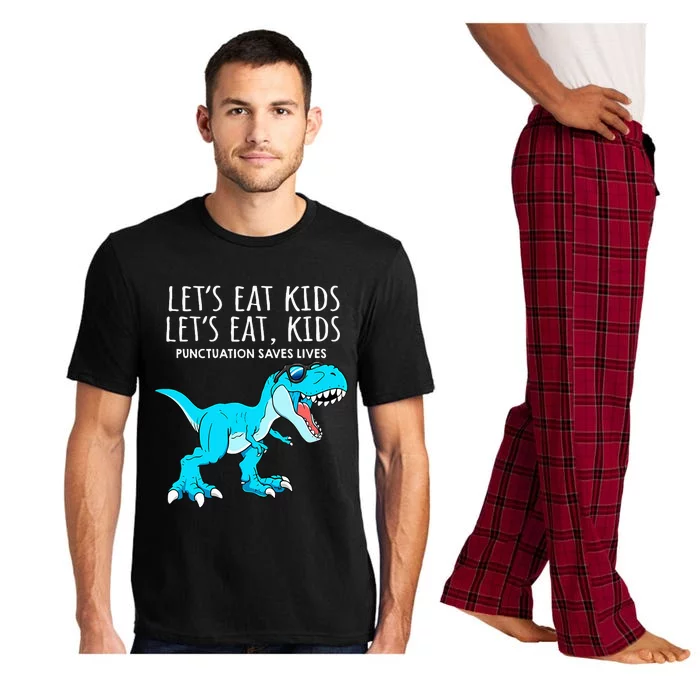 Funny Lets Eat Punctuation Saves Lives Dinosaur Trex Pajama Set