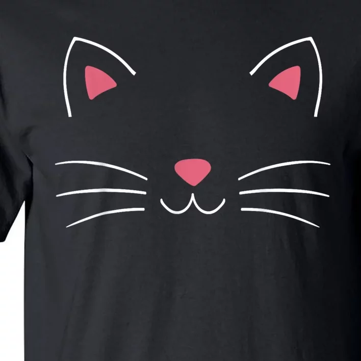 Funny Lazy Easy Cat Face Costume For Diy Halloween Party Tall T-Shirt