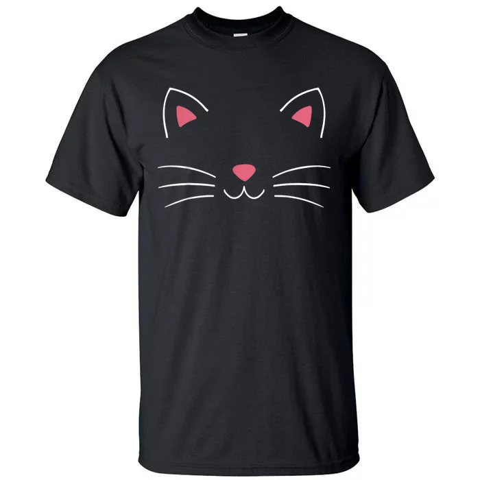 Funny Lazy Easy Cat Face Costume For Diy Halloween Party Tall T-Shirt