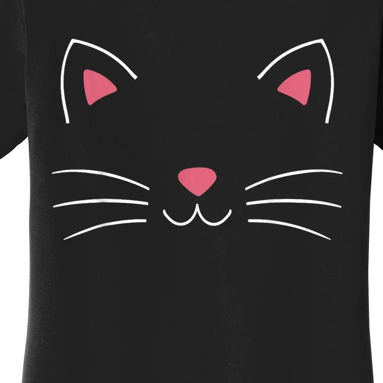 Funny Lazy Easy Cat Face Costume For Diy Halloween Party Women's T-Shirt