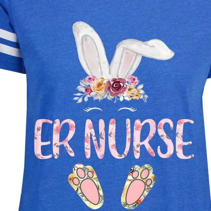 Floral Leopard Er Nurse Bunny Funny For Easter Gift Enza Ladies Jersey Football T-Shirt