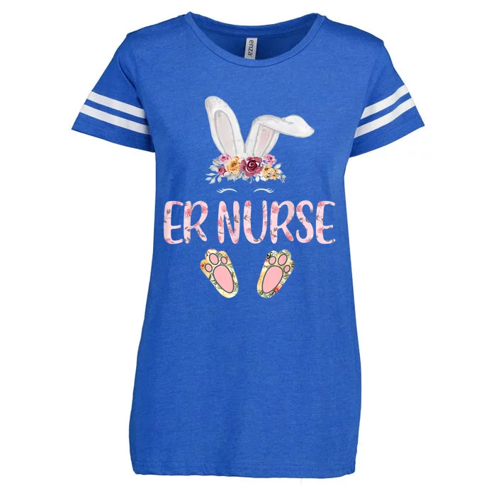 Floral Leopard Er Nurse Bunny Funny For Easter Gift Enza Ladies Jersey Football T-Shirt