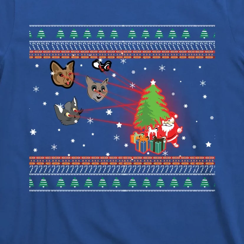 Funny Laser Eyes Cat Ugly Christmas Lights Sweater Jumper Gift T-Shirt